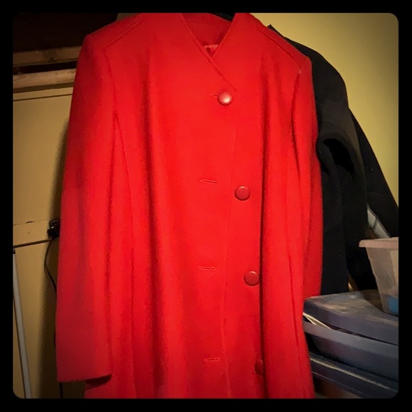 Red long vintage peacoat - Picture 1 of 2